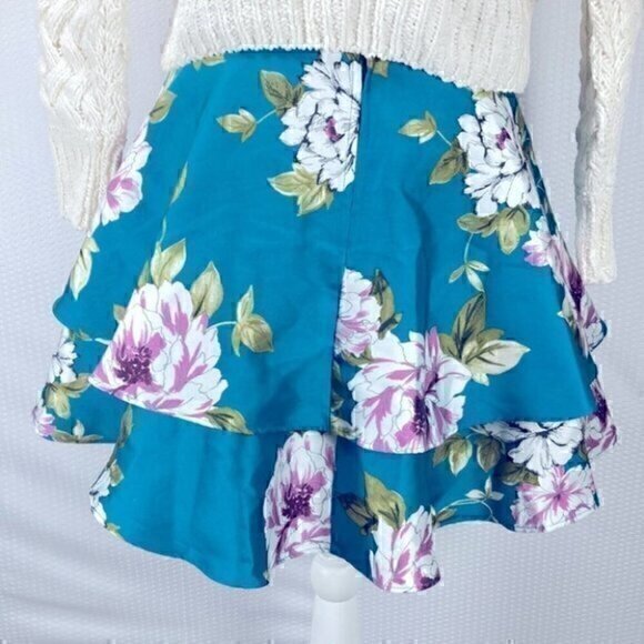 City Studio Skater Skirt Womens Size 4 (Junior 5) Blue Floral Tulle Lined Mini - Picture 6 of 10